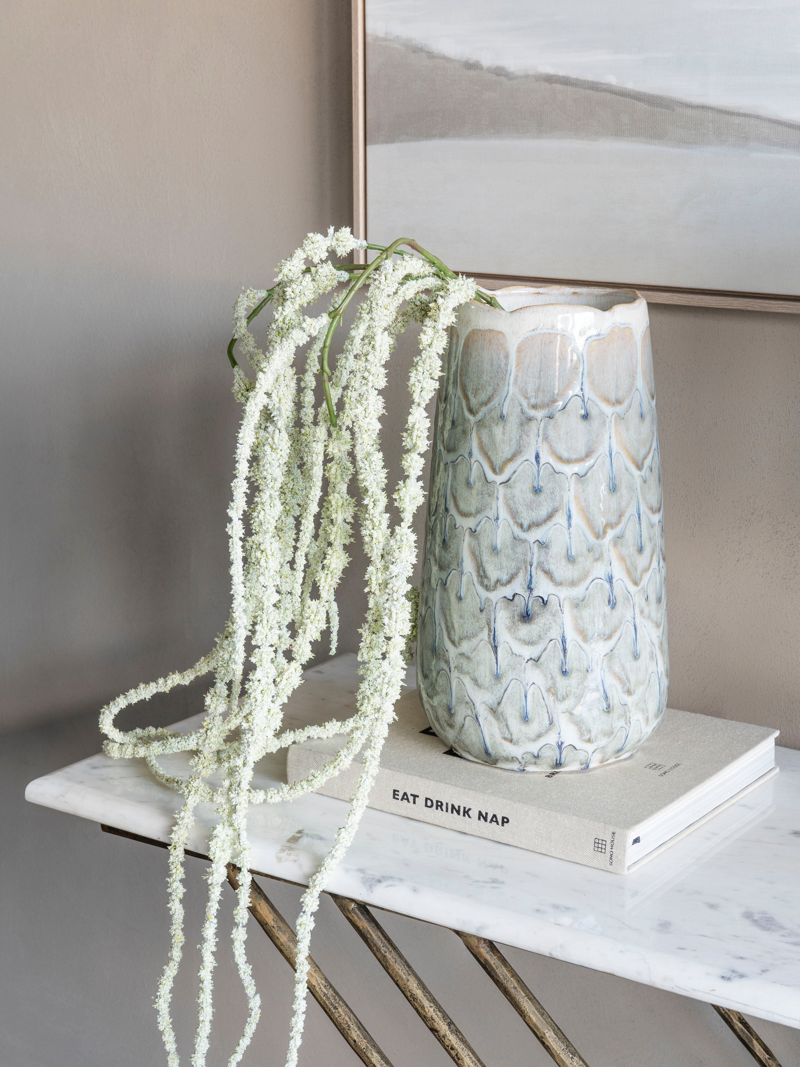 Armadillo Azure Blue & Taupe Ceramic Vase